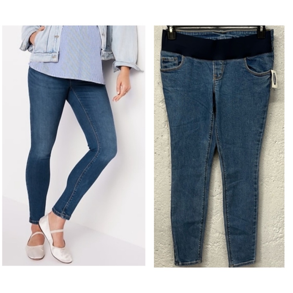 New! Old Navy Size 4 Maternity Rockstar Super Skinny Blue Jeans Low Panel NWT